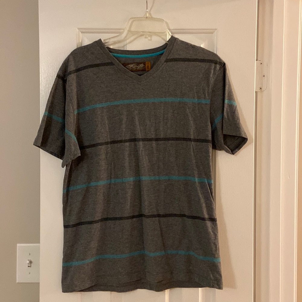 Gray striped v-neck